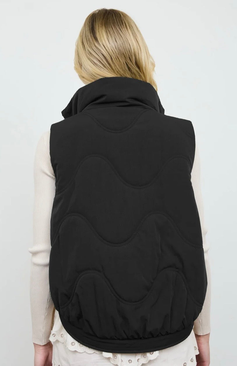 Quilted Funnel Neck Vest