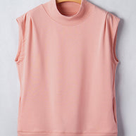 Yellow Solid Color High Neck Cap Sleeve Loose Top