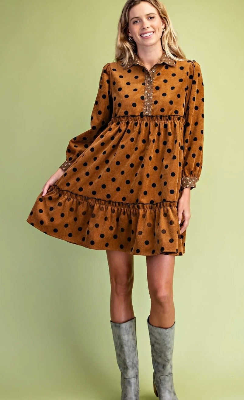 Carmel Polka Dot Charm Dress
