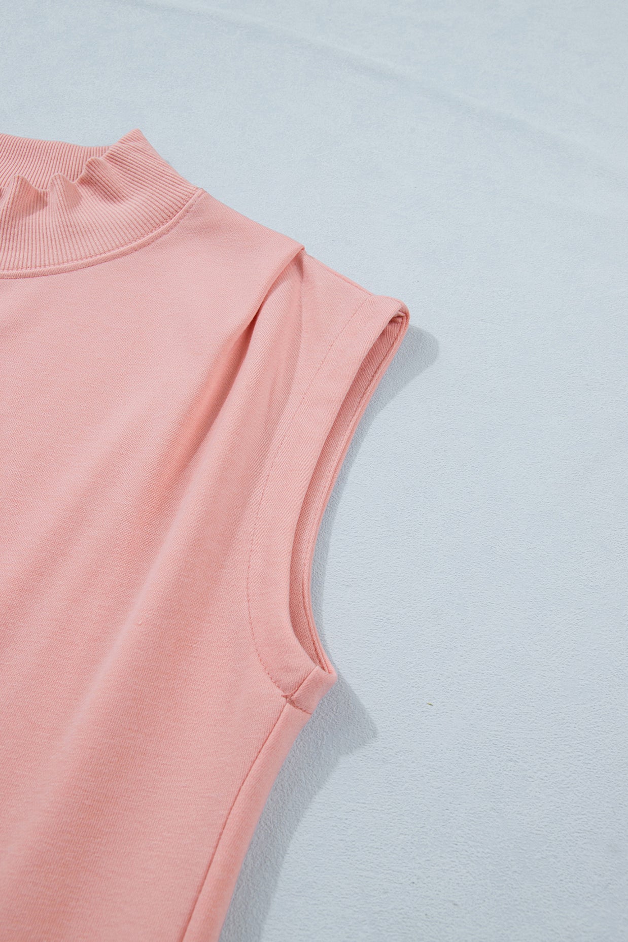 Yellow Solid Color High Neck Cap Sleeve Loose Top