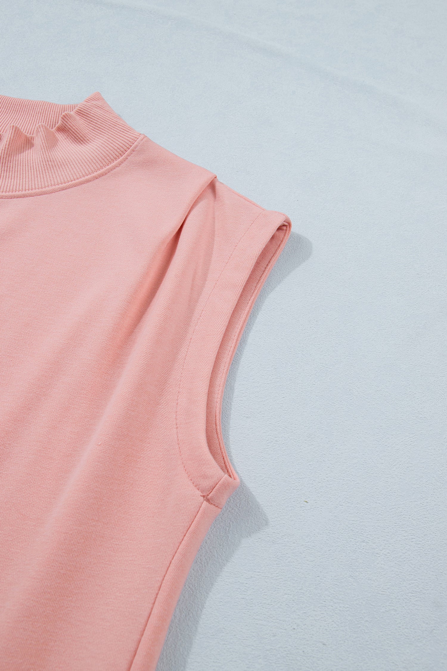 Yellow Solid Color High Neck Cap Sleeve Loose Top