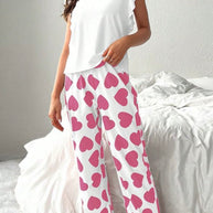 Pink Heart Ruffle PJ Set