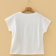 Black Leopard Bow Embroidered Cotton Round Neck T Shirt