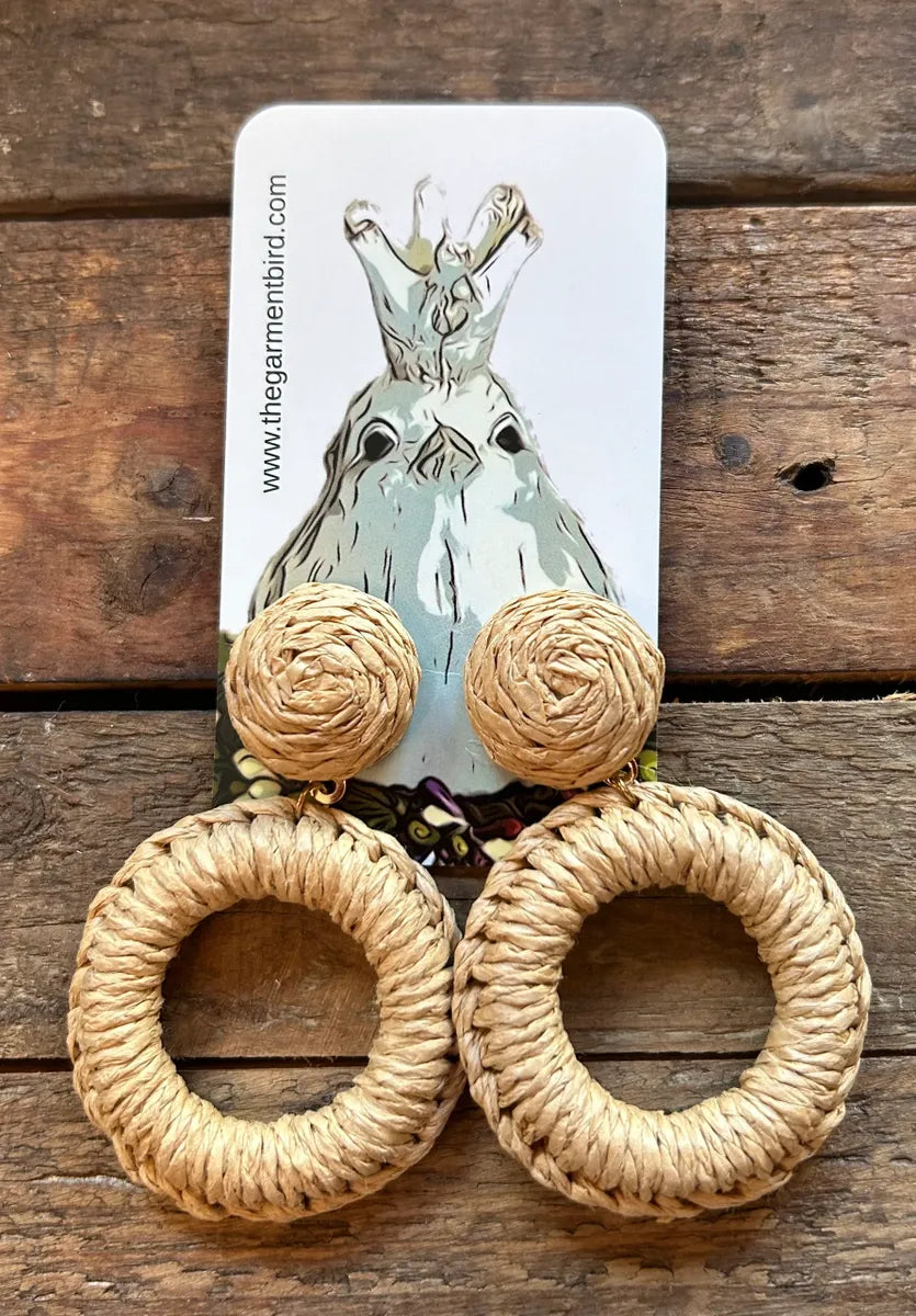 Raffia Circle Drop Earrings