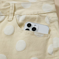 Sky Blue Polka Dot Print Raw Hem Shift Jeans