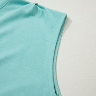 Yellow Solid Color High Neck Cap Sleeve Loose Top