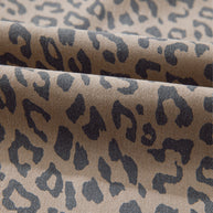 Khaki Leopard Print Drawstring Waist Pocketed Wide Leg Jeans