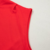 Yellow Solid Color High Neck Cap Sleeve Loose Top