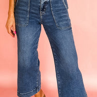 Breen Cropped High Rise Wide Leg Jeans