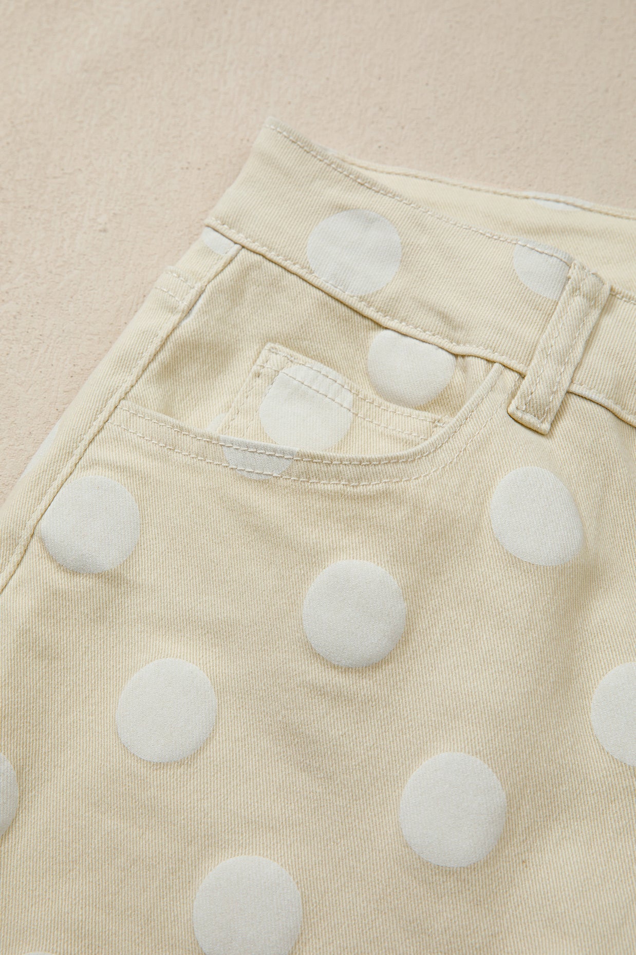 Sky Blue Polka Dot Print Raw Hem Shift Jeans