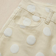 Sky Blue Polka Dot Print Raw Hem Shift Jeans