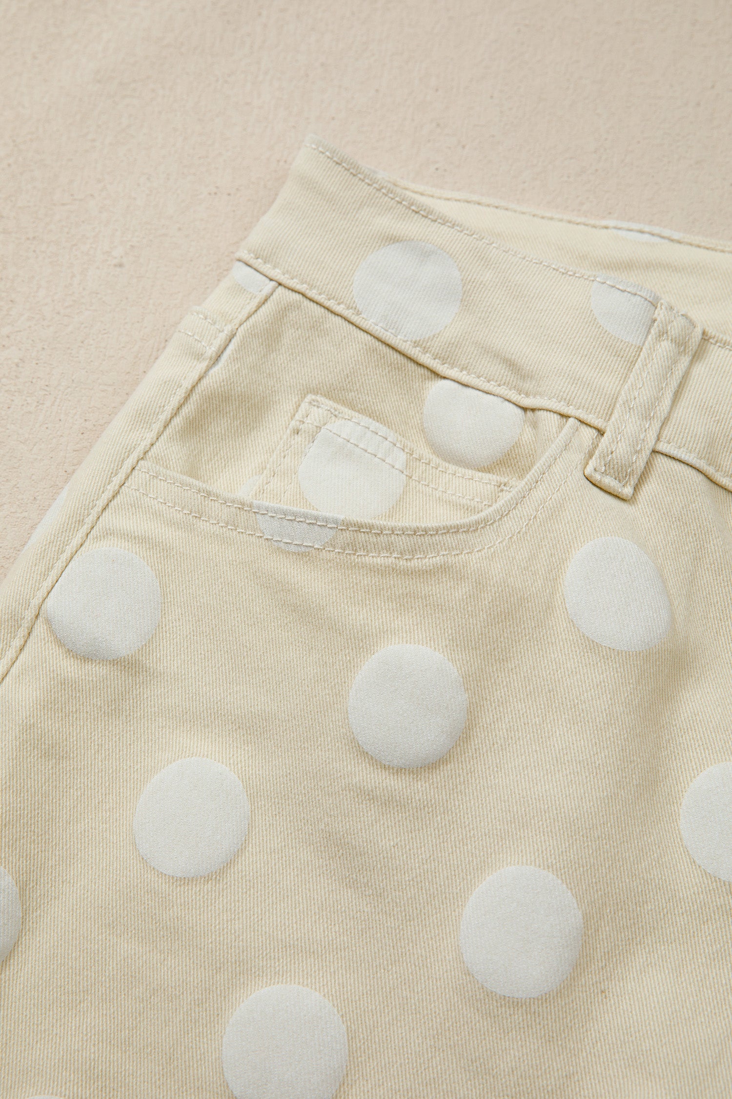 Sky Blue Polka Dot Print Raw Hem Shift Jeans