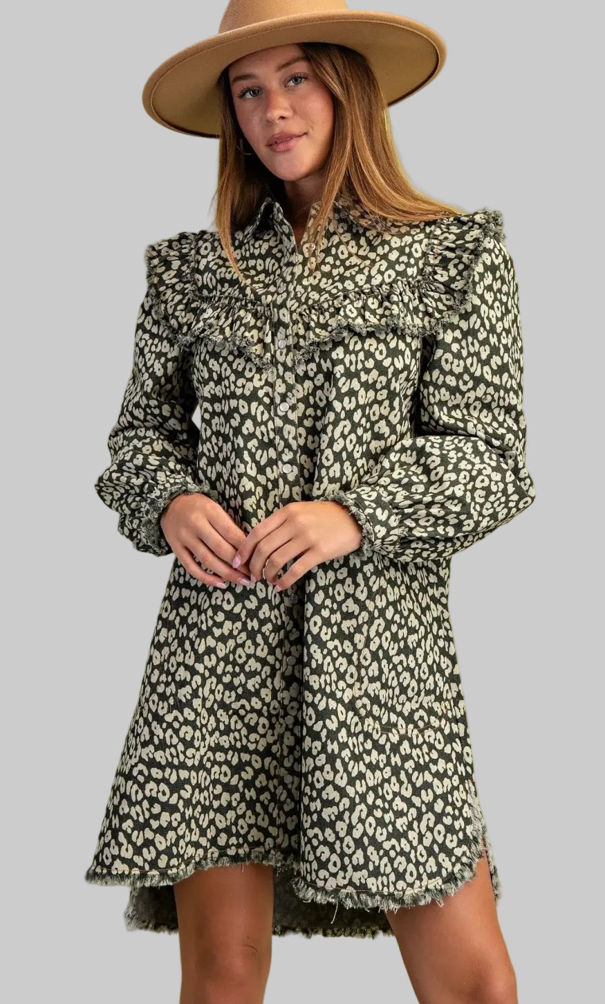 Wild About You Leopard Denim Dress