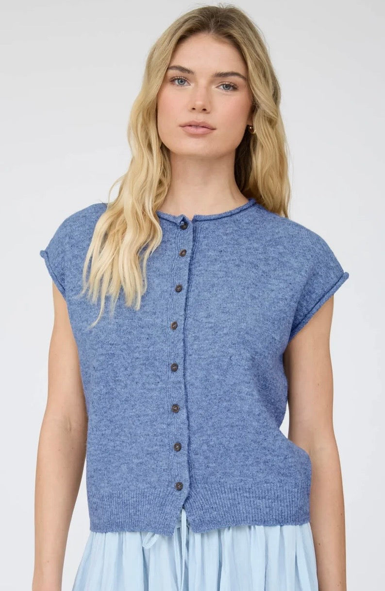 Raw Edge Lightweight Sleeveless Cardigan