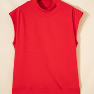 Yellow Solid Color High Neck Cap Sleeve Loose Top