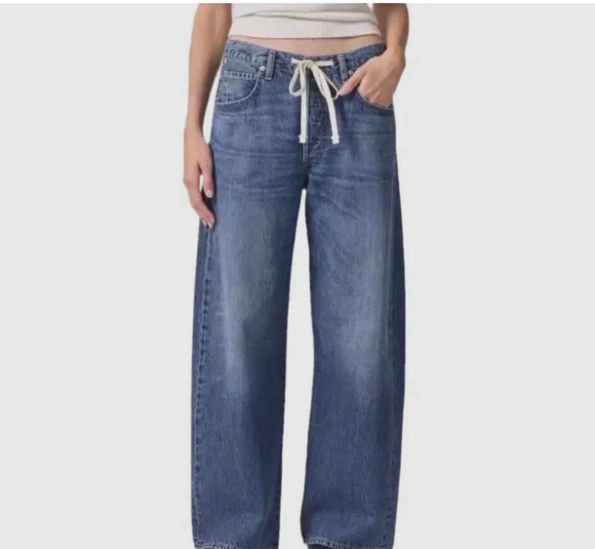 Cropped Drawstring Denim Drawstring Denim Jeans – The Garment Bird