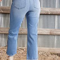 Light Washed Raw Hem Jeans