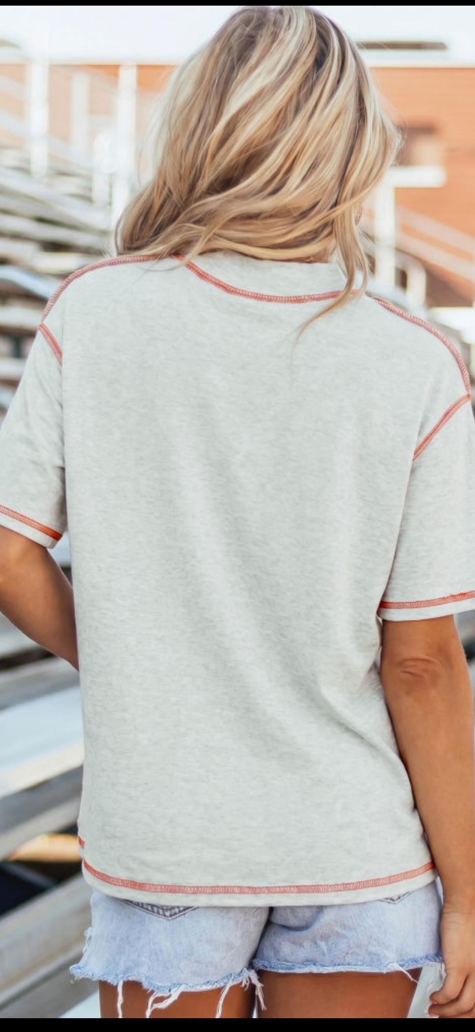 Contrast-Stitch Relaxed Tee