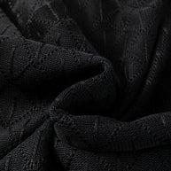 Black Pointelle Rhombus Knit Plus Size V Neck Loose Top