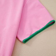 Bonbon Colorblock Edge Drop Shoulder T Shirt and Skort 2Pcs Set