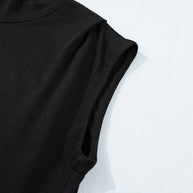 Yellow Solid Color High Neck Cap Sleeve Loose Top
