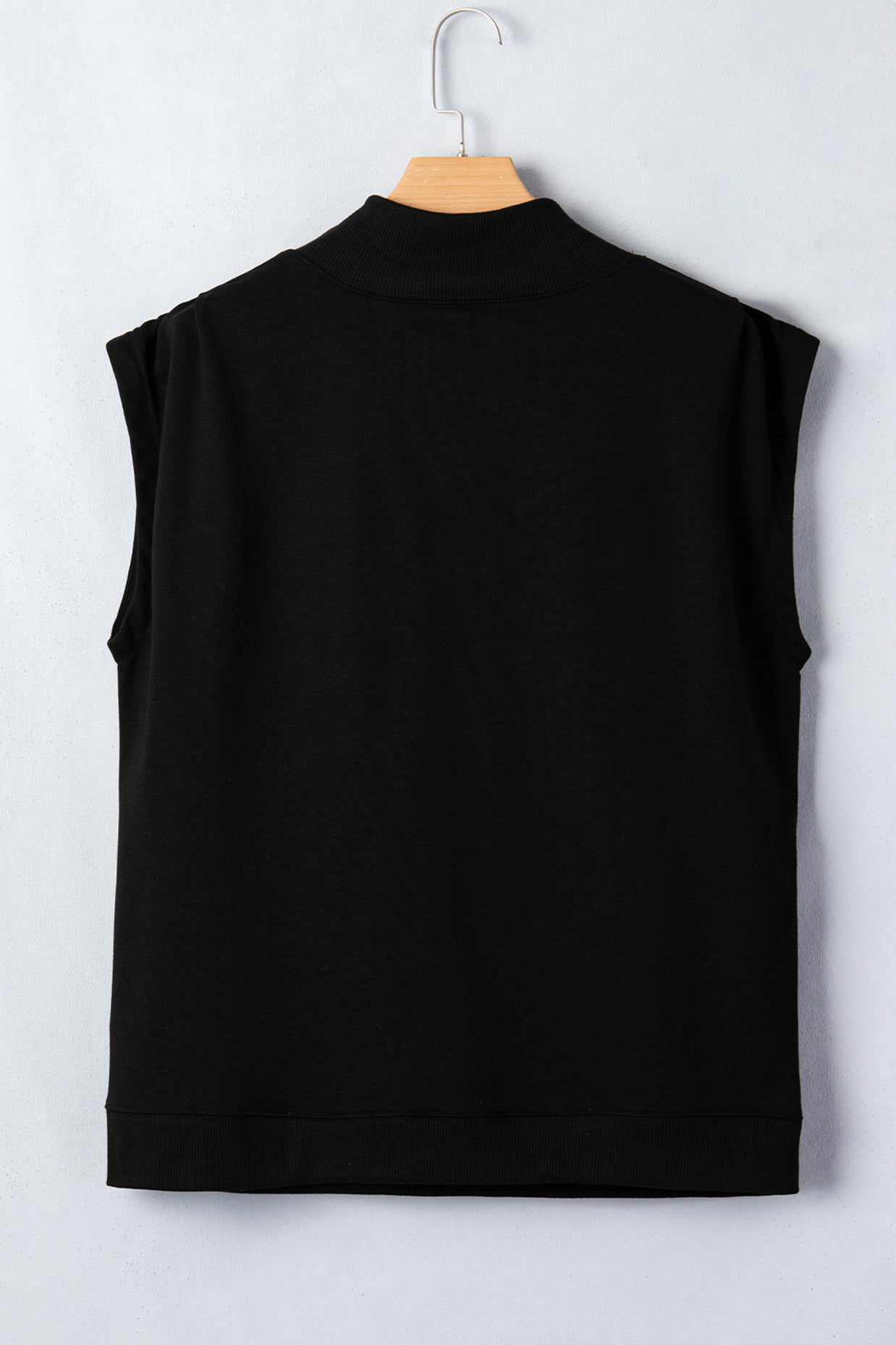 Yellow Solid Color High Neck Cap Sleeve Loose Top