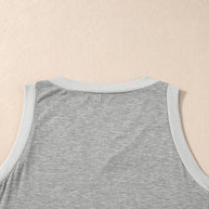 Mist Green Contrast Trim V-Neck Loose Fit Tank Top