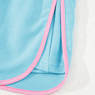 Bonbon Colorblock Edge Drop Shoulder T Shirt and Skort 2Pcs Set