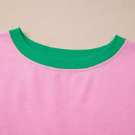 Bonbon Colorblock Edge Drop Shoulder T Shirt and Skort 2Pcs Set