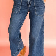 Breen Cropped High Rise Wide Leg Jeans