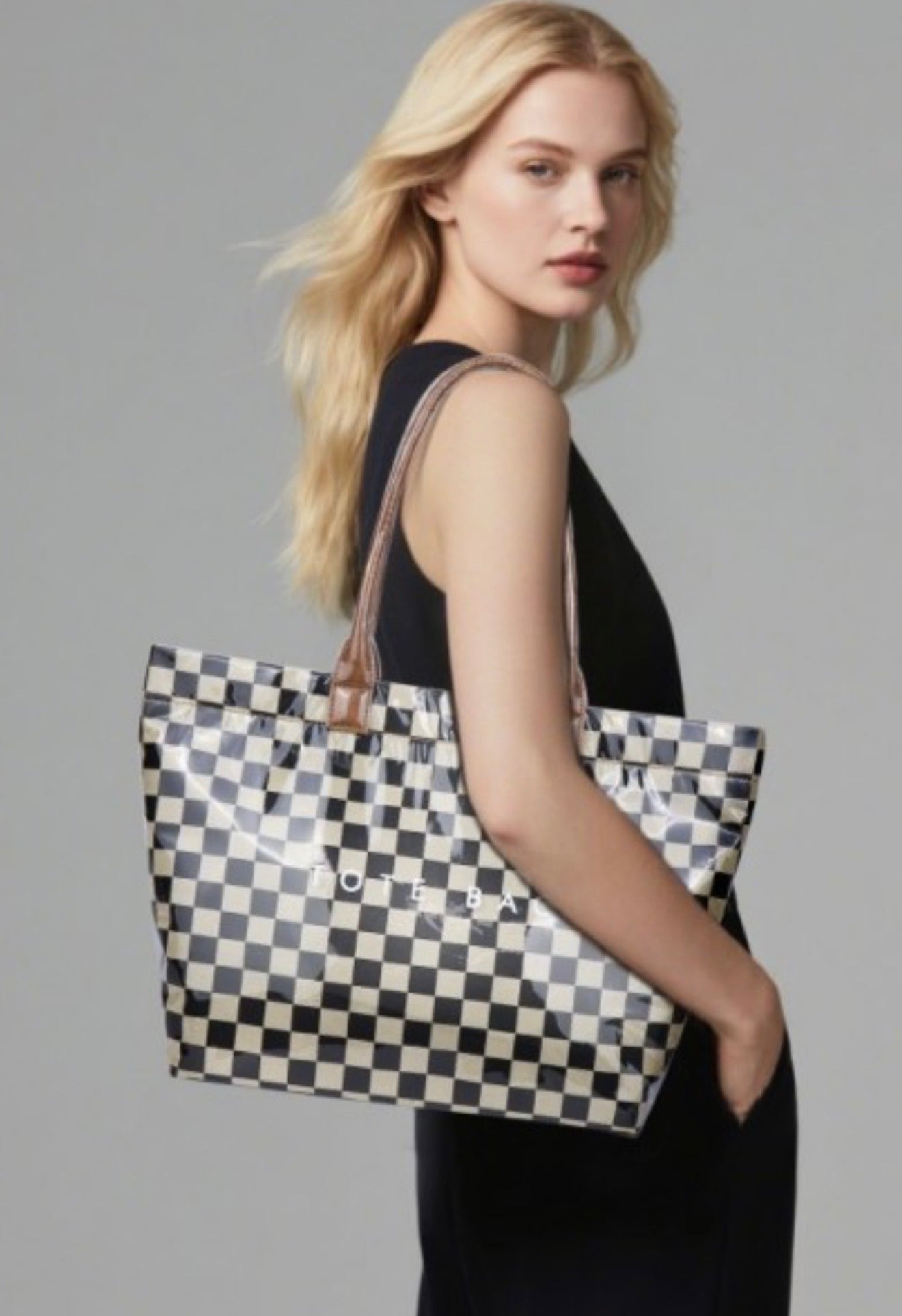 Checkered Waterproof Tote Bag
