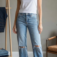 Artemis Vintage Mid To High Rise Relaxed Straight Leg Jeans
