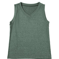 Mist Green Contrast Trim V-Neck Loose Fit Tank Top