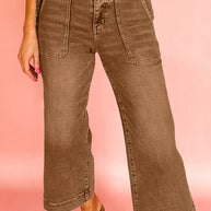 Breen Cropped High Rise Wide Leg Jeans