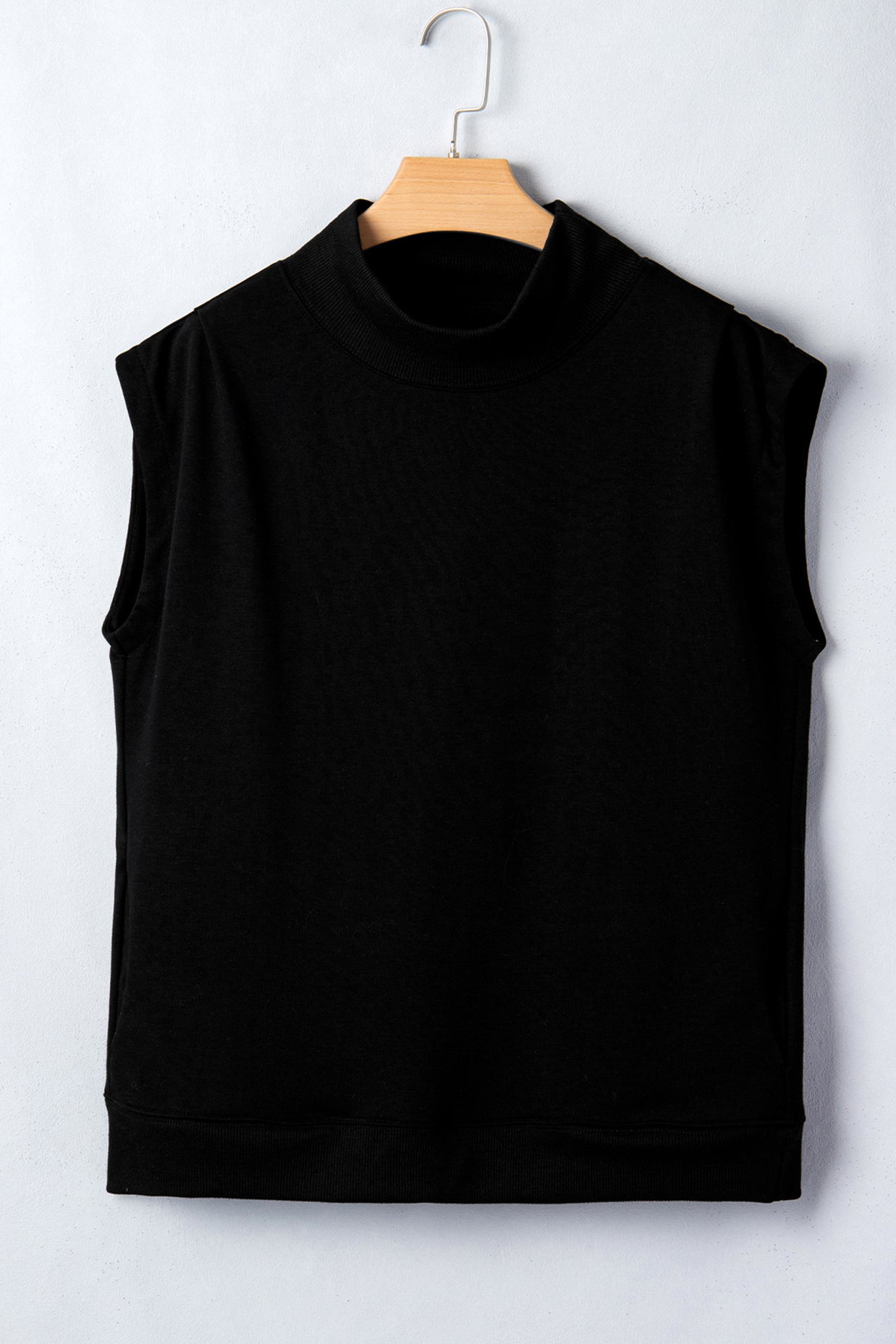 Yellow Solid Color High Neck Cap Sleeve Loose Top
