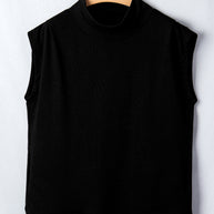 Yellow Solid Color High Neck Cap Sleeve Loose Top
