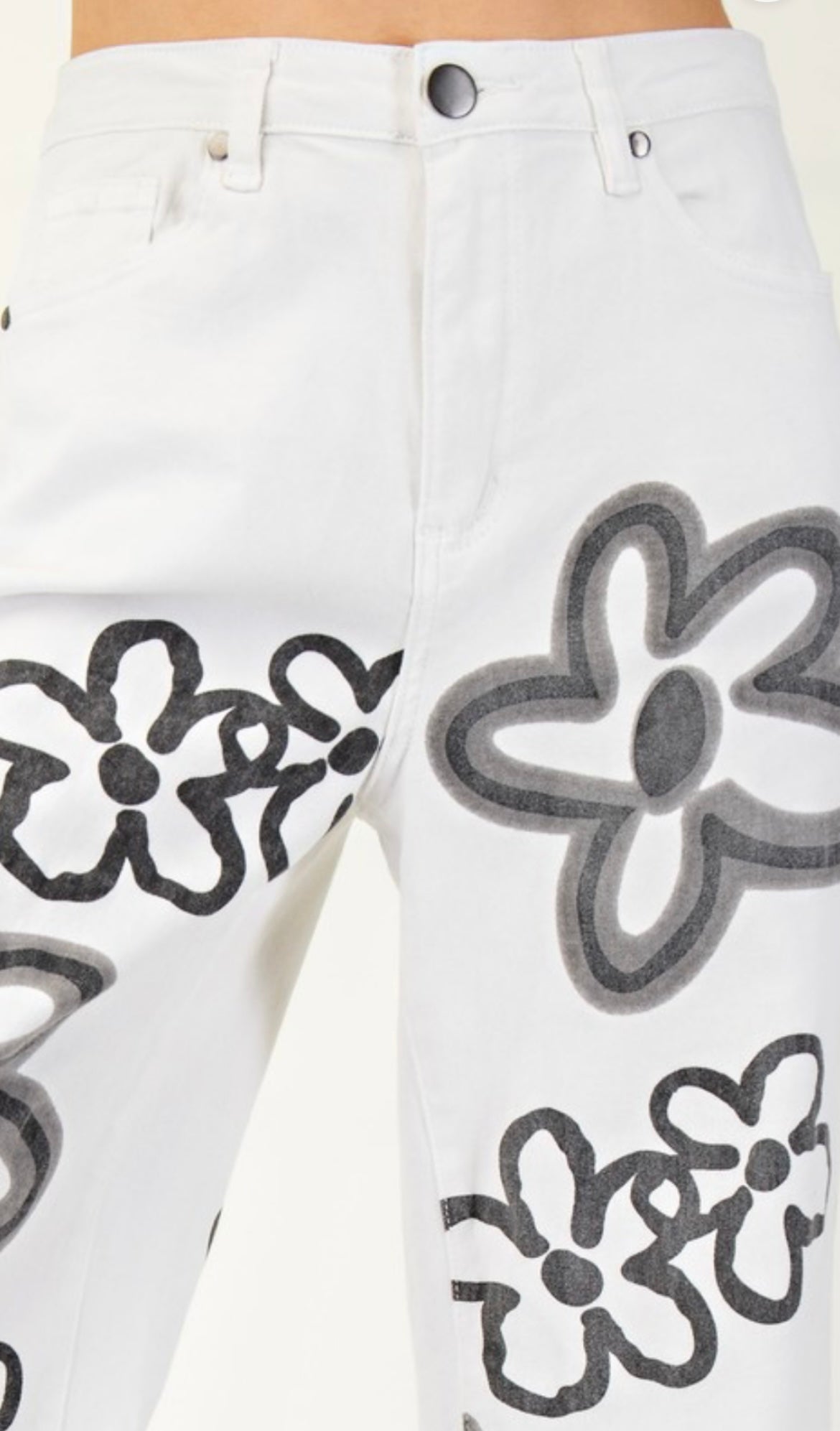 Flower Print Flare Bottom Pants