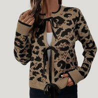 Leopard Ribbon Tie Sweater