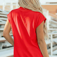 Yellow Solid Color High Neck Cap Sleeve Loose Top
