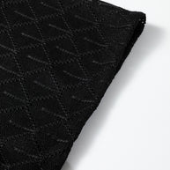 Black Pointelle Rhombus Knit Plus Size V Neck Loose Top