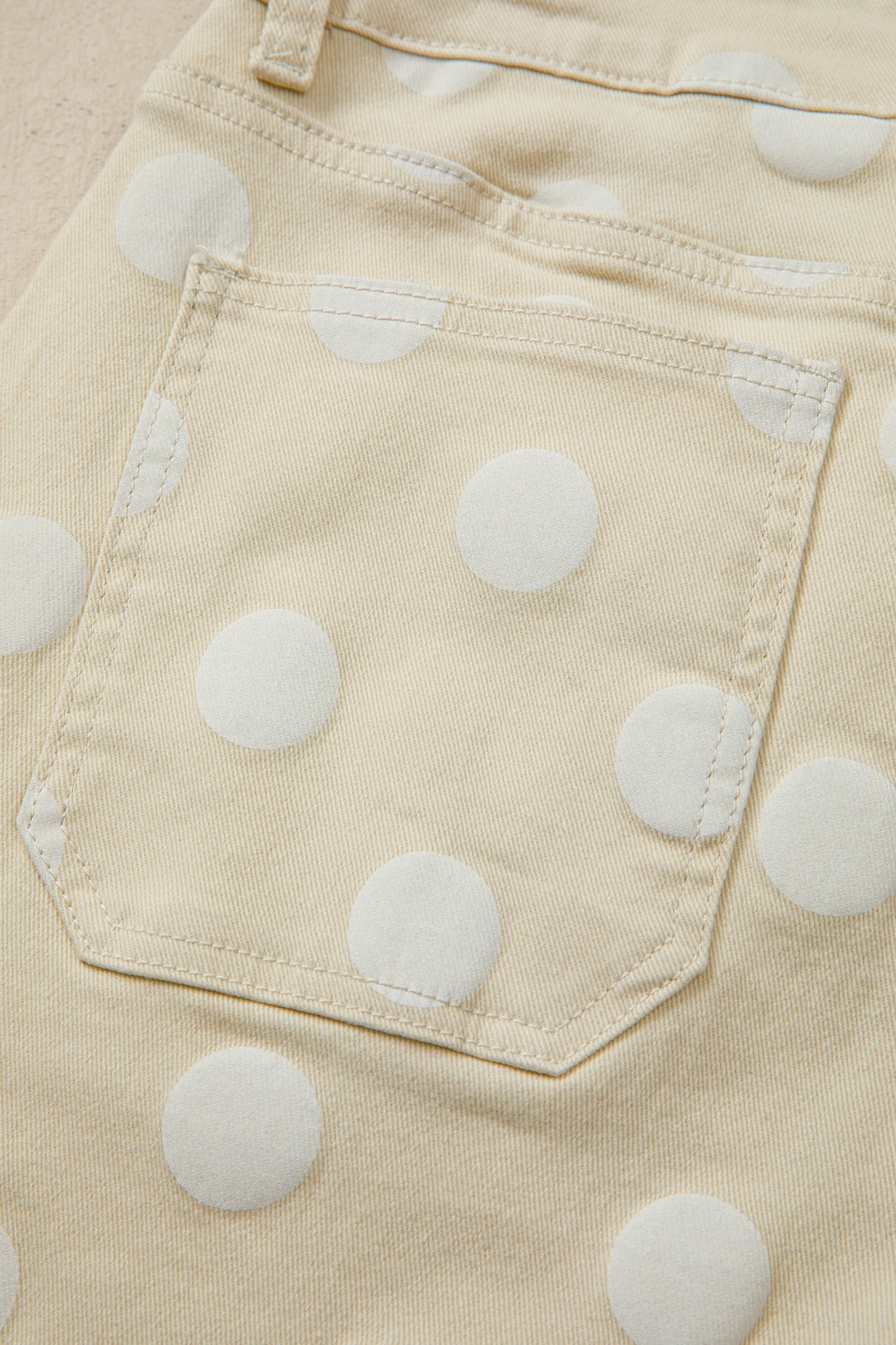 Sky Blue Polka Dot Print Raw Hem Shift Jeans
