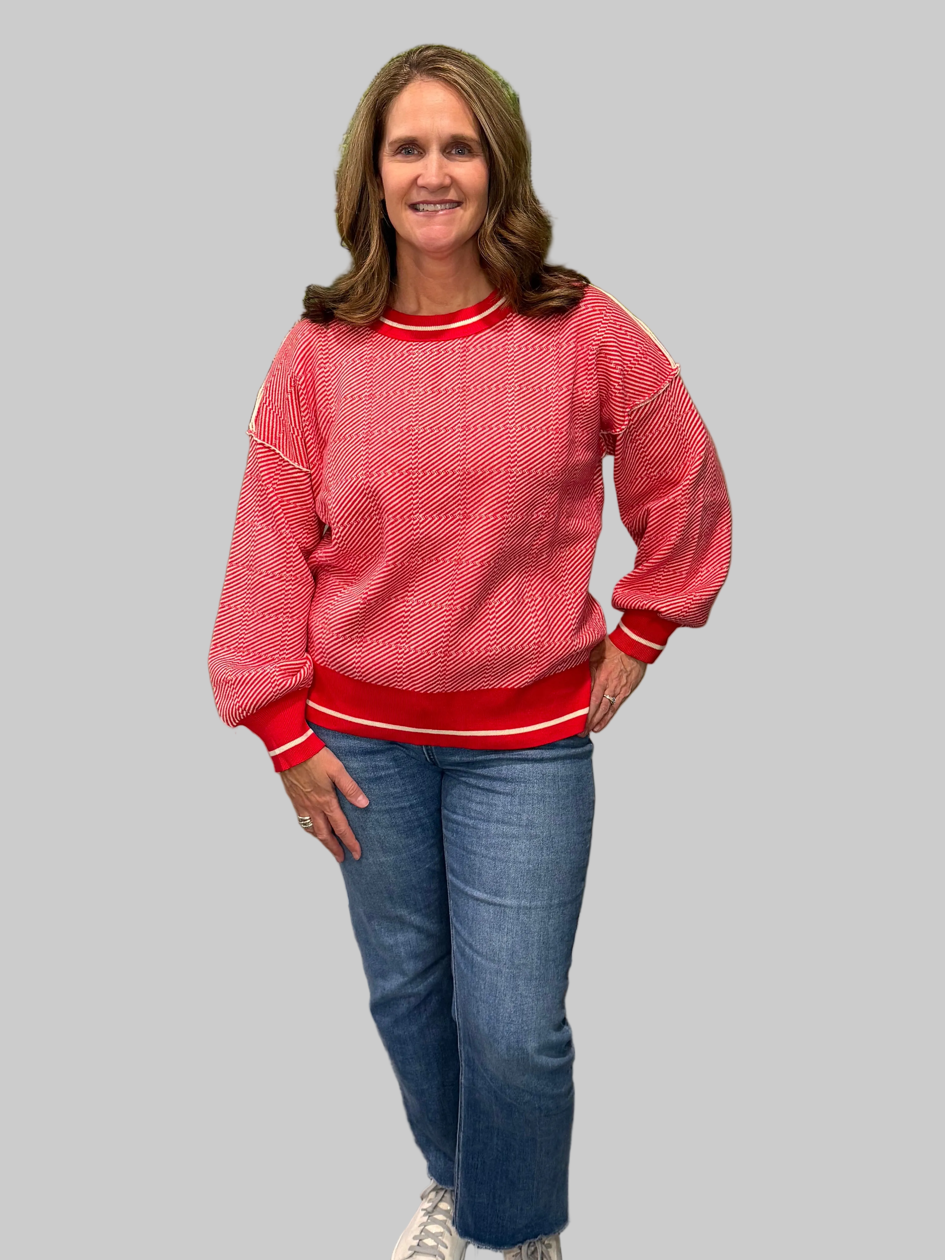 Red and White Striped Sweater