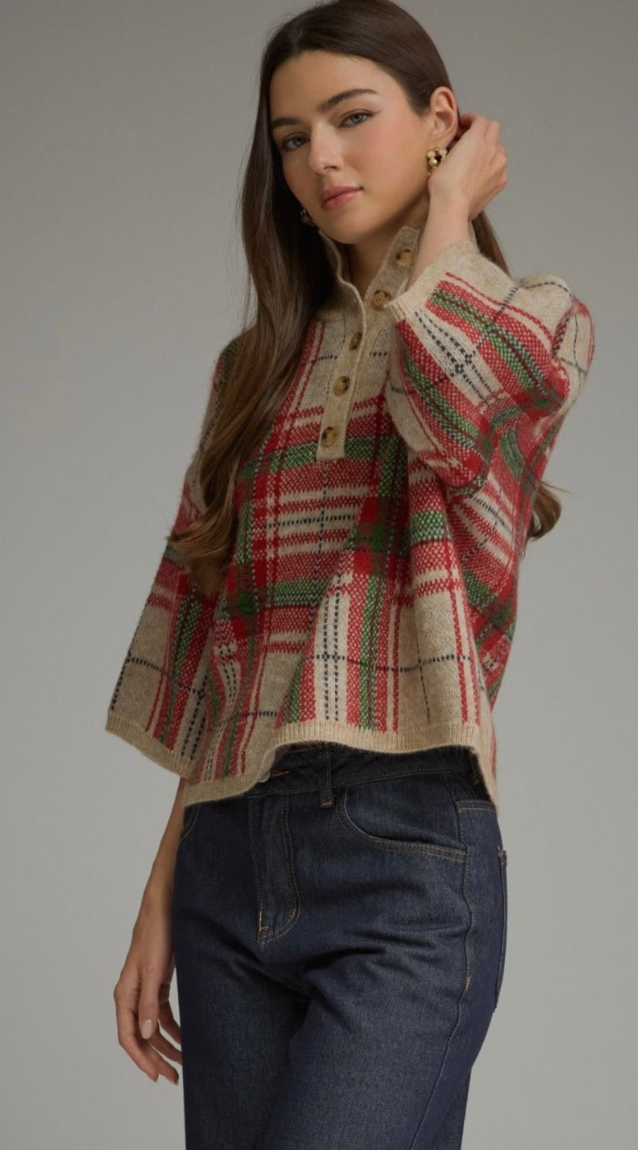 Entro Holiday Plaid Sweater