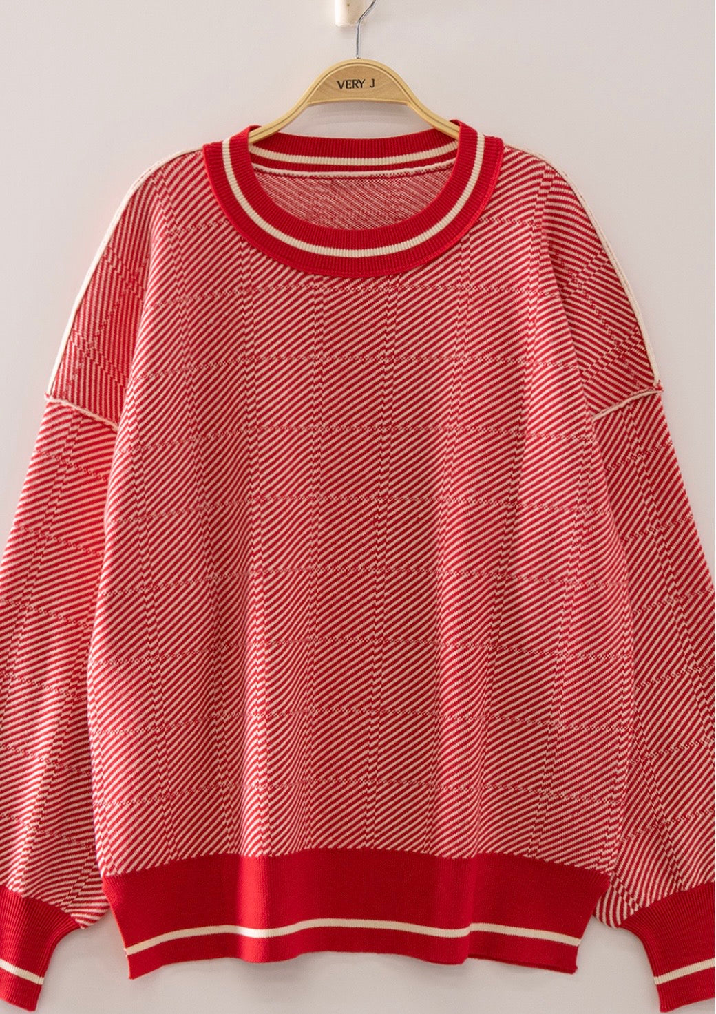 Red and White Striped Sweater