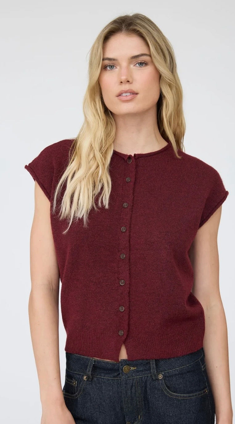 Raw Edge Lightweight Sleeveless Cardigan