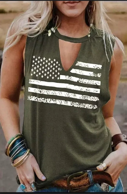 Army Green and White USA Tee