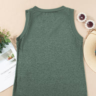 Mist Green Contrast Trim V-Neck Loose Fit Tank Top