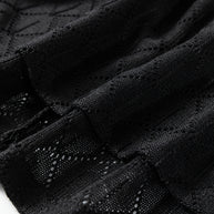 Black Pointelle Rhombus Knit Plus Size V Neck Loose Top