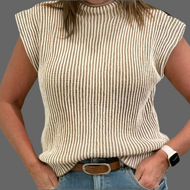 Two Toned Ribbed Knit Sweater Vest