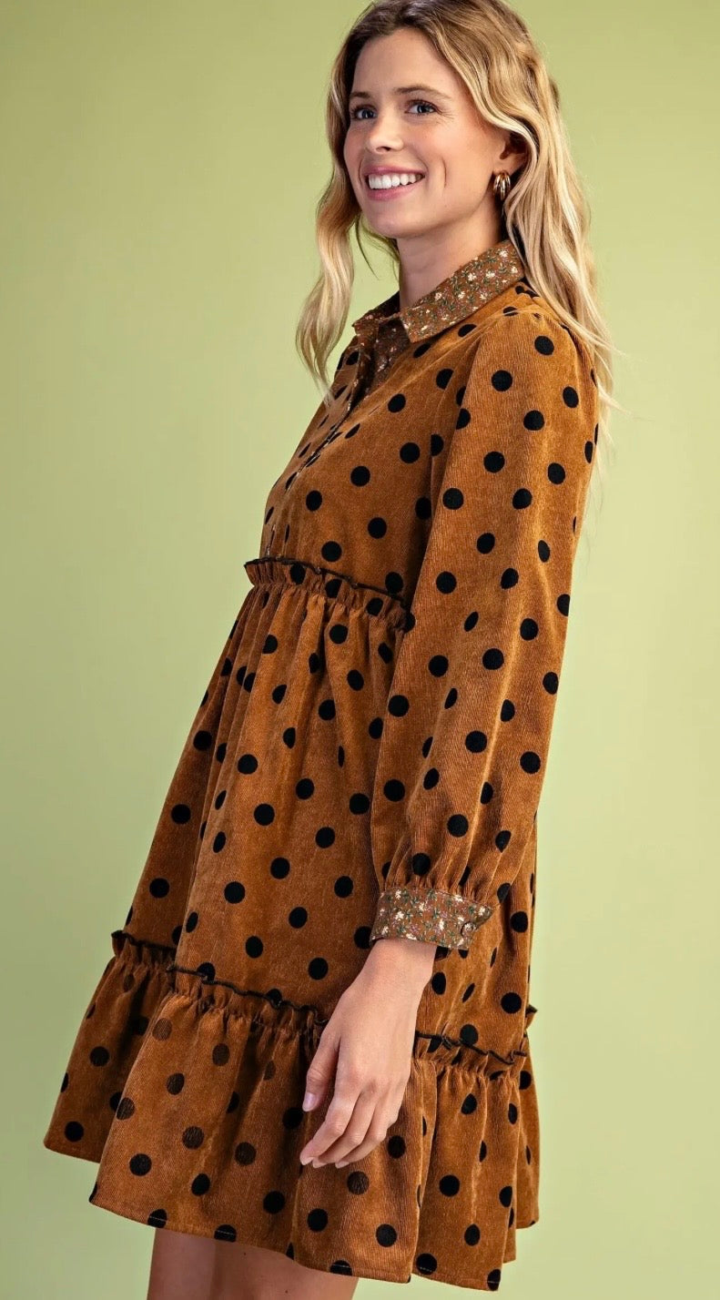 Carmel Polka Dot Charm Dress